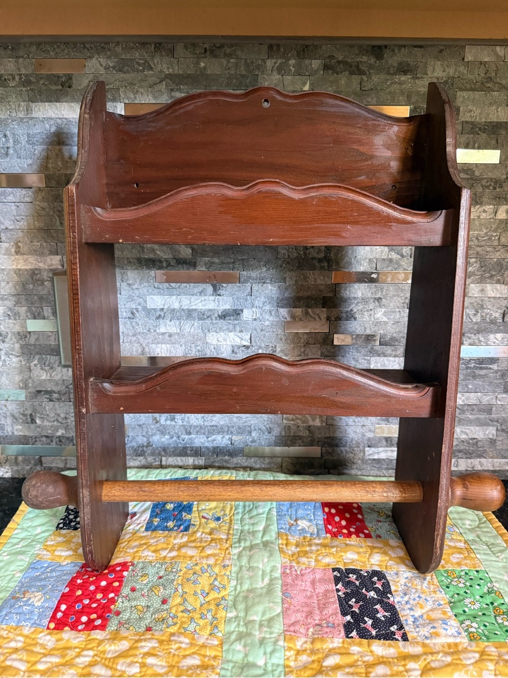 Wooden Brown Wall Display Shelf Rack - Classic Home Decor